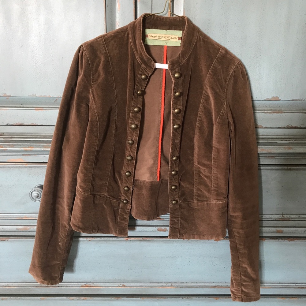 Miss Me brown velvet military style jacket